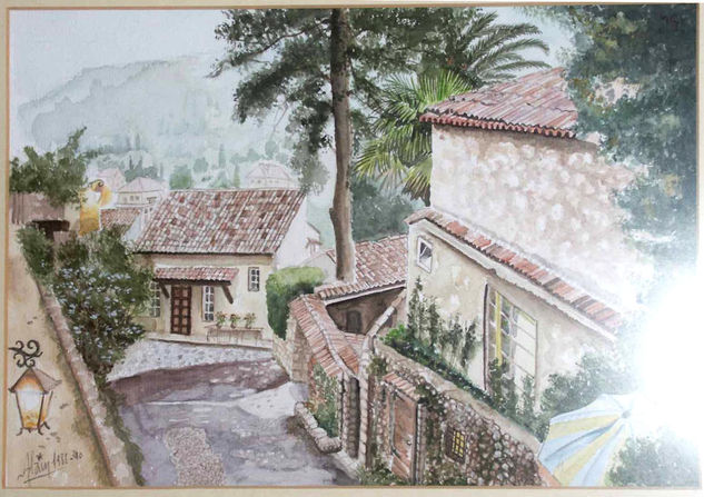 UN PUEBLO CERCA DE NIZA Watercolour Paper Landscaping