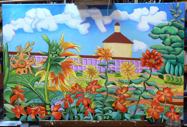 LAS FLORES RUSAS (Estilo Chico Montilla por Homenaje) Oil Canvas Landscaping