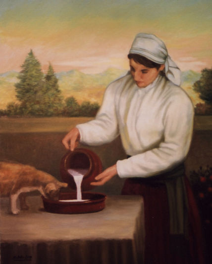 Dando de comer al gato