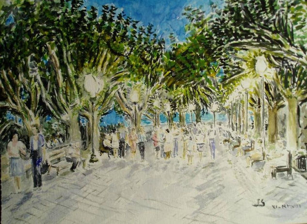 paseo de las palmeras,Tarragona Acrílico Papel Paisaje