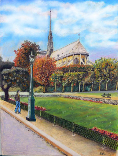 NOTRE DAME DE PARIS. (Pastel Óleo) Pastel Paper Landscaping