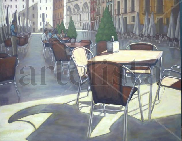 Primeras horas del día en la plaza mayor de Cuenca Oil Canvas Landscaping