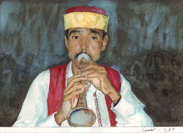 músico tunecino Watercolour Card Portrait