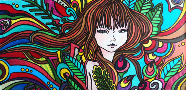 Colorfull Girl Acrylic Panel Figure Painting