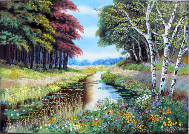 UN RIO EN EL PARAISO Oil Canvas Landscaping