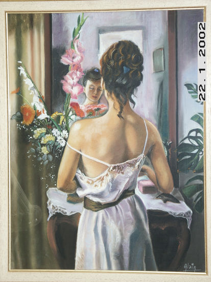 LA FILLE AU MIROIR Pastel Papel Figura