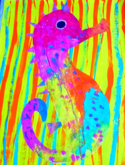 De la serie Seahorses. Serie III Acrílico Papel Marina