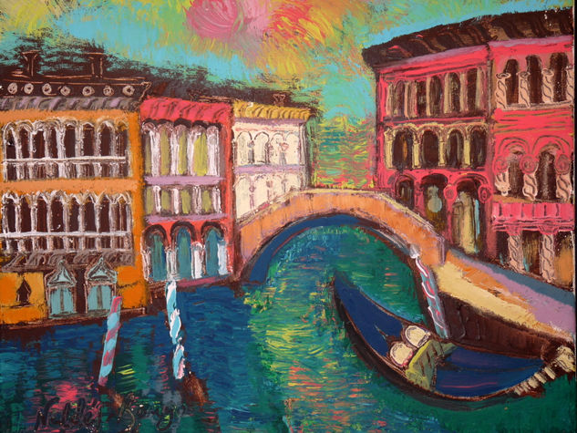 Venecia en verde Mixed media Canvas Landscaping