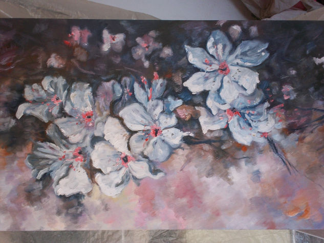 Ciruelo Oil Panel Floral Painting