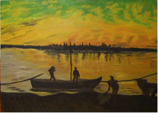 Pescadores sin faena Oil Canvas Landscaping