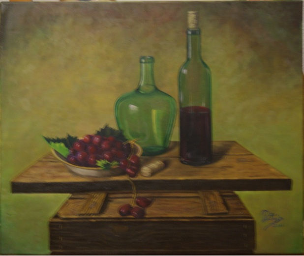 Mesilla del vino Oil Canvas Still Life Paintings