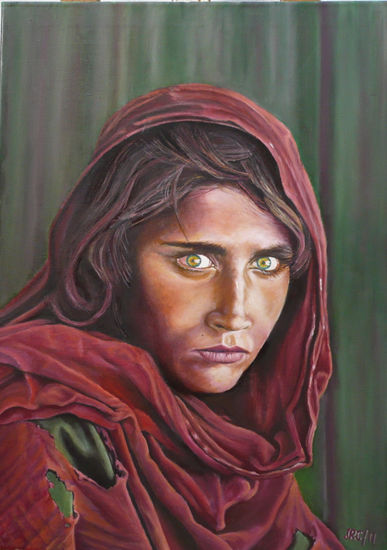 La chica Afgana Oil Canvas Portrait