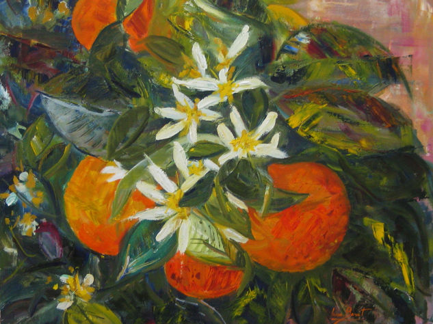 NARANJO Óleo Lienzo Floral