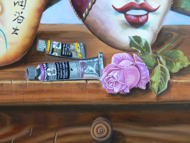 LAS MASCARAS VENECIANAS (Detalle) Oil Panel Still Life Paintings