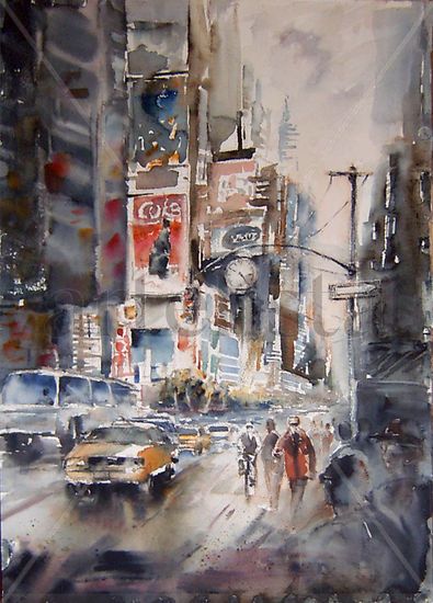 Time Square (N.Y.) Watercolour Paper Landscaping