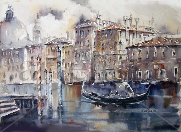 Venecia, Gran Canal Acuarela Papel Paisaje