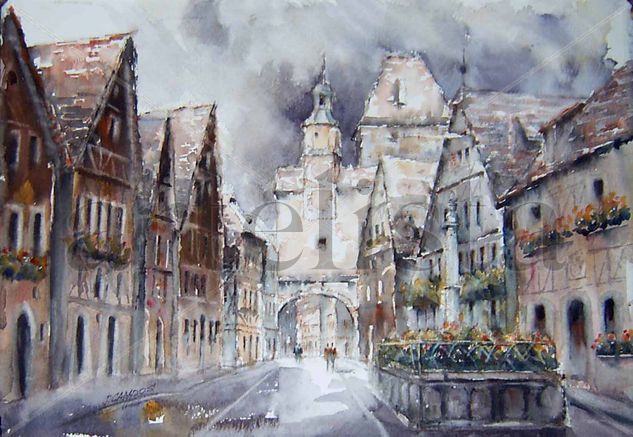 Rothembourg, Alemania Watercolour Paper Landscaping