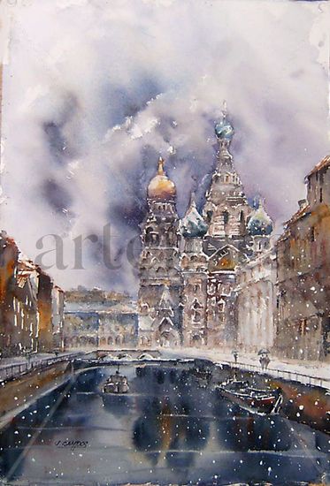 San Petersburgo Acuarela Papel Paisaje