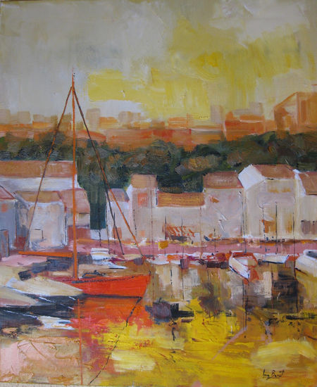 PORT DE MAÓ . Oil Canvas Marine Painting