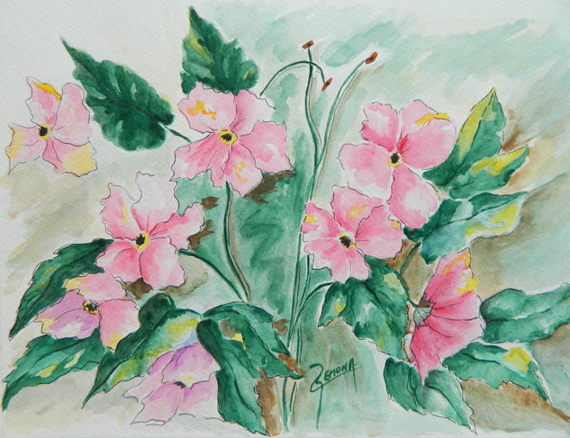 Anémonas Watercolour Paper Floral Painting