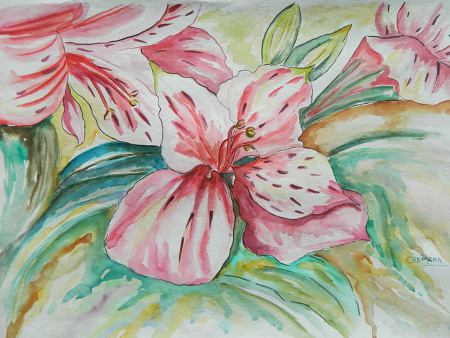 Asromelias I Watercolour Paper Floral Painting