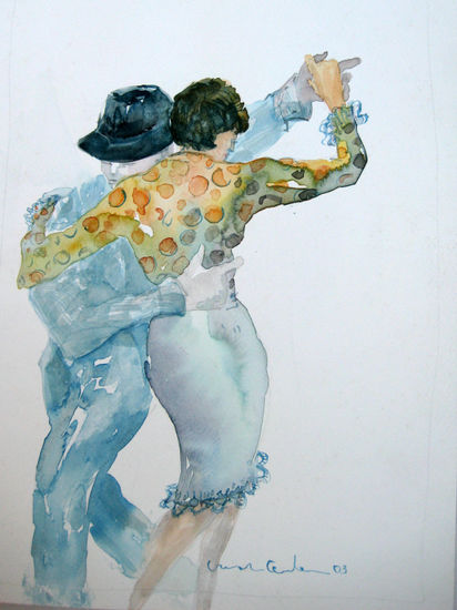 Tangueros sin pies Watercolour Paper Figure Painting