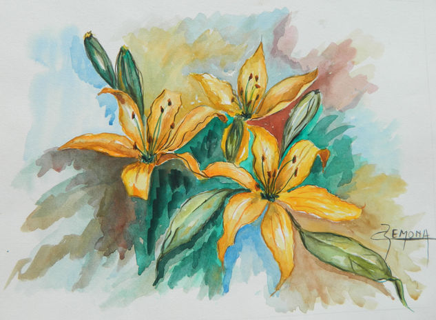 liliumns III Watercolour Paper Floral Painting