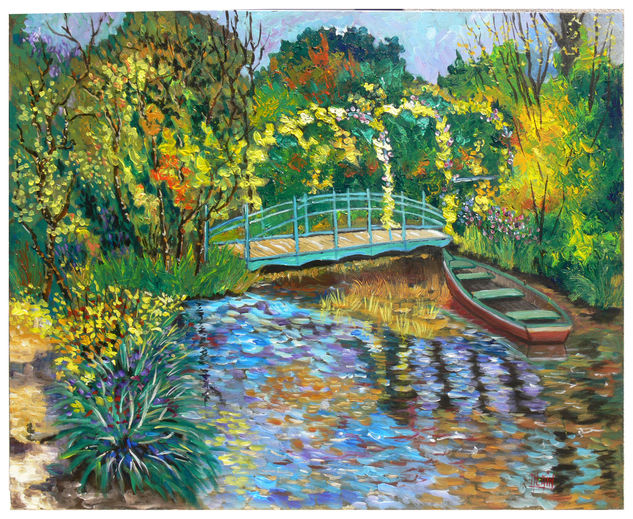 UN PUENTE EN GIVERNY 3 Acrylic Canvas Landscaping