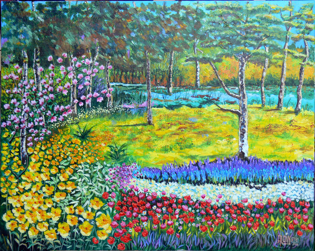 LES FLEURS DU BOIS DE BOULOGNE Acrylic Canvas Landscaping