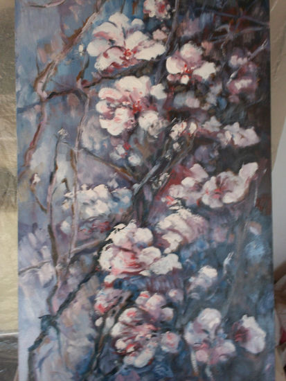 Ciruelo en flor Oil Panel Floral Painting