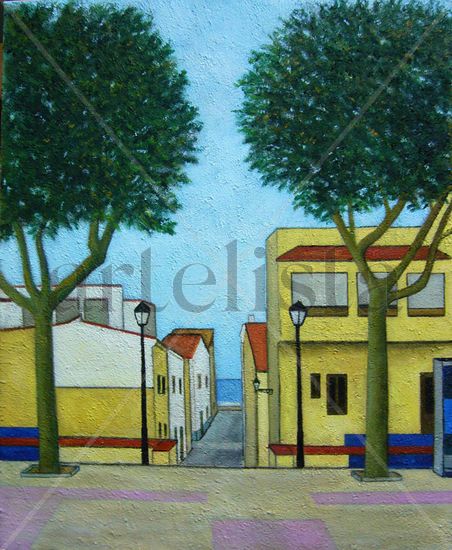 Plaça d´Ocata (El Masnou) Oil Canvas Landscaping