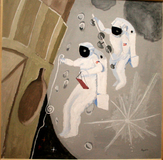 La conquista del espacio Mixed media Panel Others