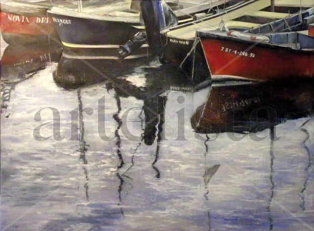 barcas en puertochico Oil Canvas Landscaping