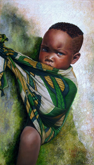 Niño de África 56 Mixed media Canvas Figure Painting