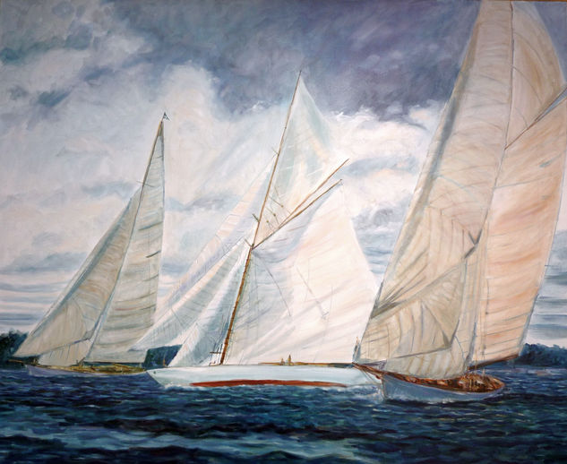 Regata Copa America Oil Canvas Marine Painting