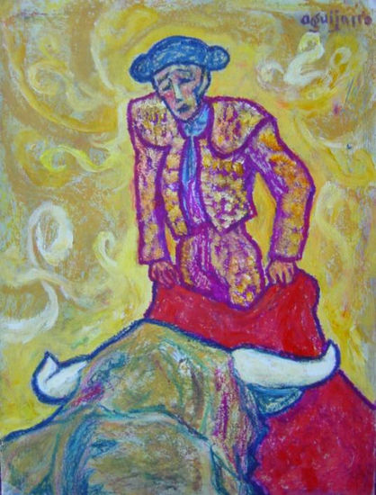 TAUROMAQUIA: TRISTE Mixed media Panel Figure Painting