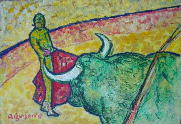 TAUROMAQUIA: VERDE Mixed media Panel Figure Painting