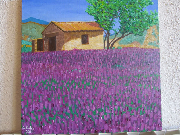 Campos de lavanda Óleo Lienzo Paisaje