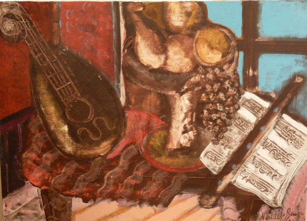 Bodegón improvisado en un concierto Mixed media Canvas Still Life Paintings