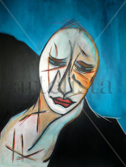 Manto Negro Acrylic Canvas Figure Painting