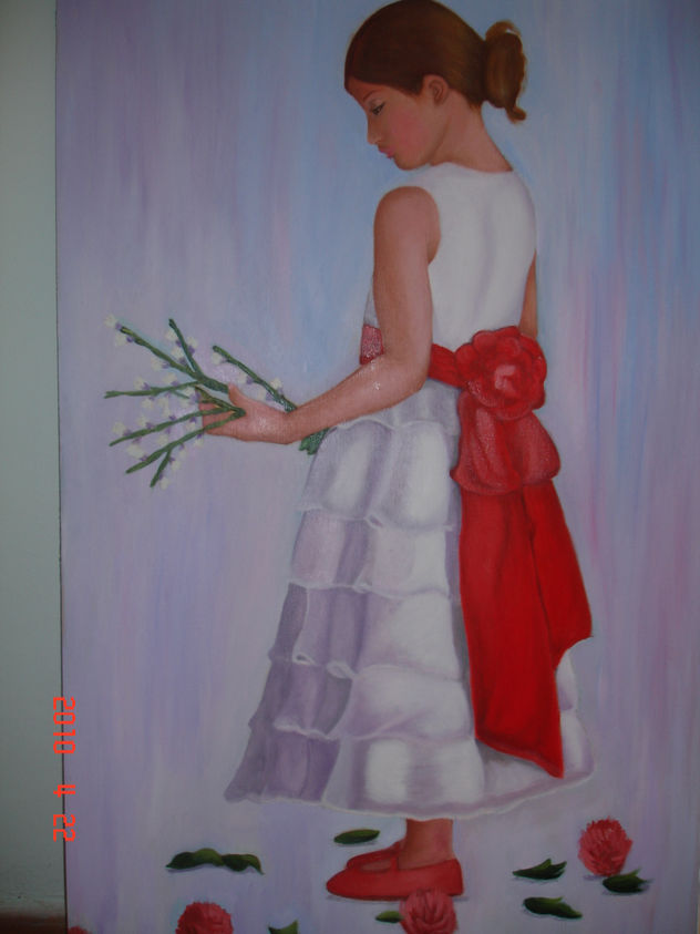 niña con flores