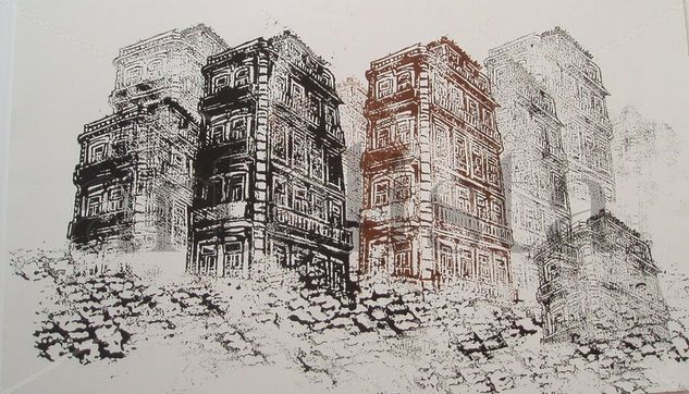 La ciudad Linograbado