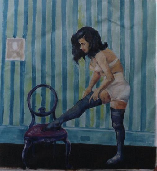 medias de nylon Oil Canvas Portrait