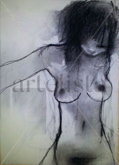 desnudo frontal Mixed media Paper Nude Paintings