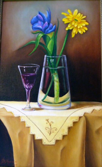 bodegon,con flores Oil Canvas Still Life Paintings