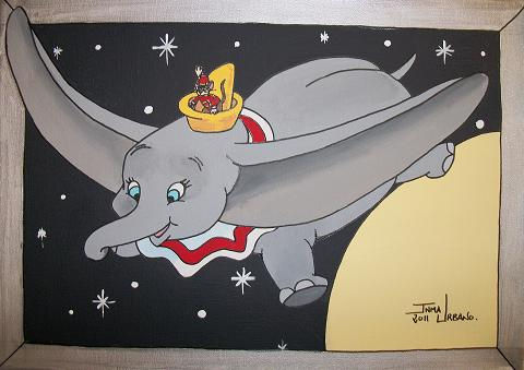 Dumbo volando con Timothy Acrylic Canvas Others