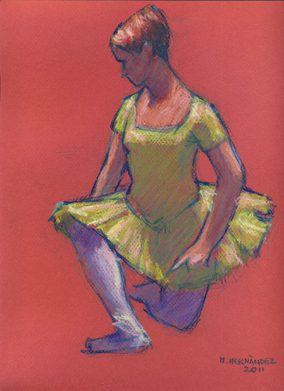 Bailarina Pastel Paper Figure Painting