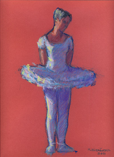 Bailarina Pastel Paper Figure Painting