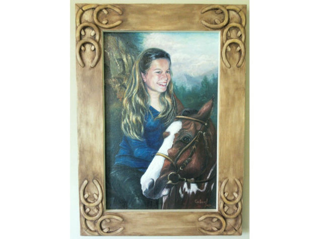 PORTRAIT fille et cheval Óleo Lienzo Retrato