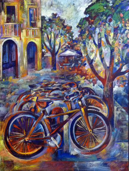 bicicleta rambla Oil Canvas Landscaping